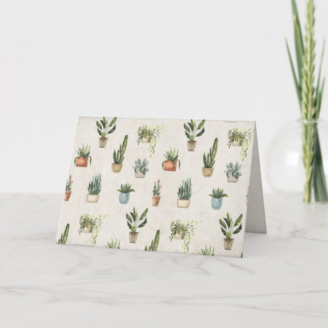 variety of potted plants watercolor birthday card (Front)