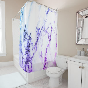 Variety of Purples and Blueish  Vein Marble Look Shower Curtain