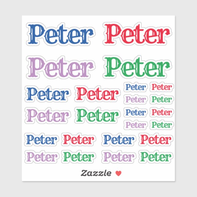Variety of Sizes of the Name Peter (Sheet)