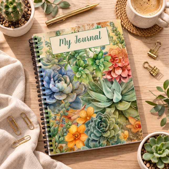 Variety Of Succulents Personalised Notebook (Creator Uploaded)