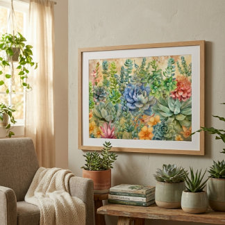 Variety Of Succulents Poster