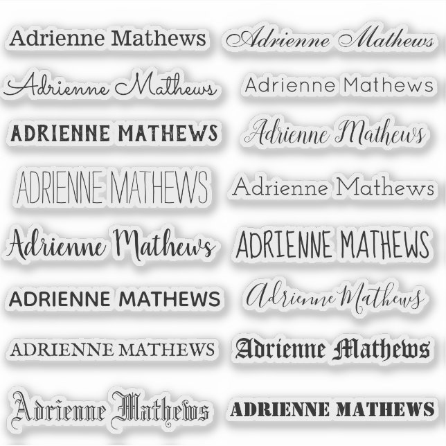 VARIETY Personalised Name Label Stickers (Front)