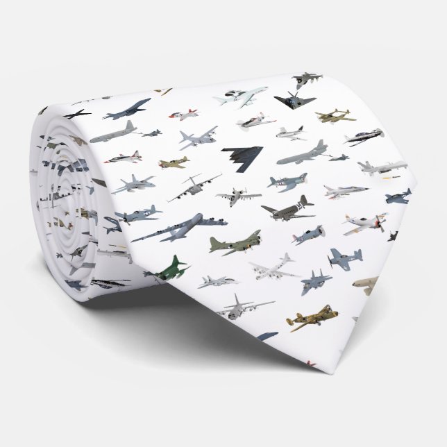 Various American Military Aeroplanes Tie (Rolled)