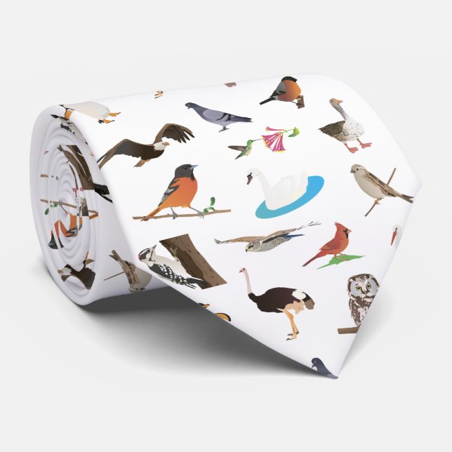 Various Birds Tie (Rolled)