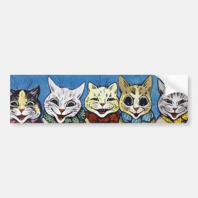 Various Cats Looking Out, Louis Wain Bumper Sticker (Front)