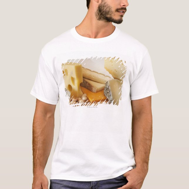 Various cheeses on chopping board T-Shirt (Front)