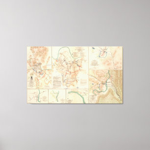 Various Civil War Battlefields Vintage Map (1895) Canvas Print