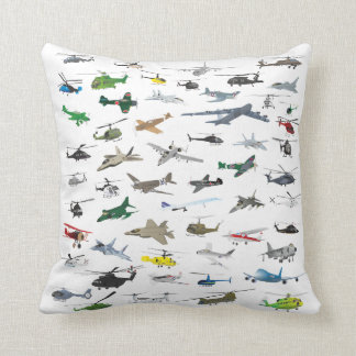 Various Colorful Airplanes and Helicopters Cushion