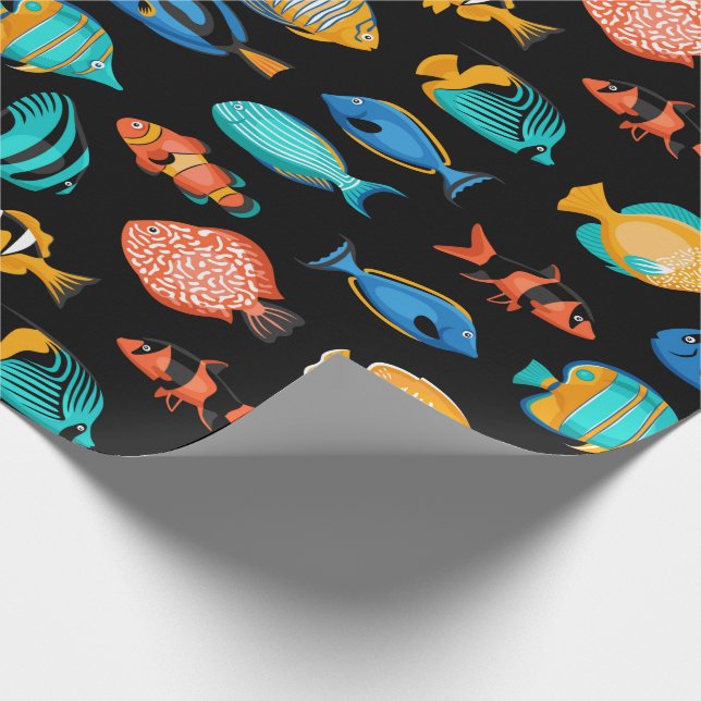 Various colorful tropical fish pattern wrapping paper (Corner)