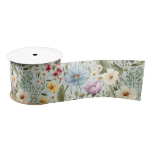 Various coloured wildflower satin ribbon