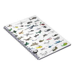 Various Colourful Aeroplanes and Helicopters Notebook