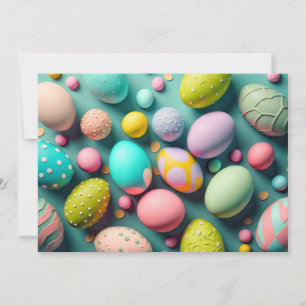 Various Colourful Cute Easter Eggs Holiday Card