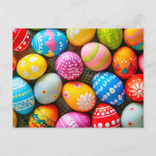 Various Colourful Cute Easter Eggs Postcard