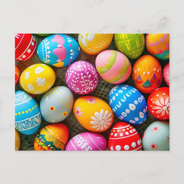 Various Colourful Cute Easter Eggs Postcard (Front)