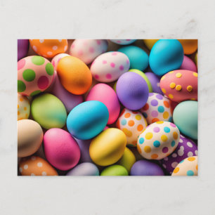 Various Colourful Happy Easter Eggs Postcard