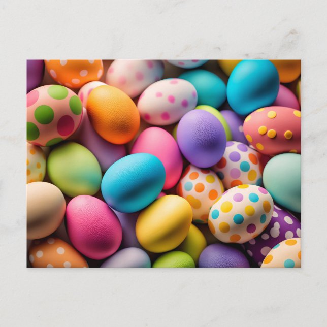 Various Colourful Happy Easter Eggs Postcard (Front)