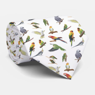Various Colourful Parrots Tie