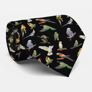Various Colourful Parrots Tie