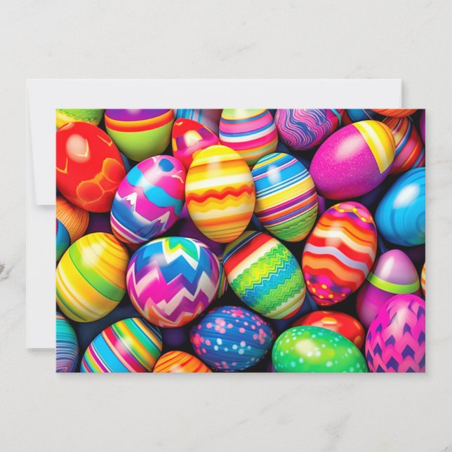 Various Colourful Retro Easter Eggs Holiday Card (Front)