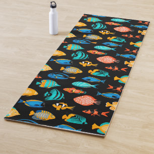 Various colourful tropical fish pattern yoga mat
