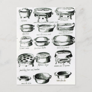 Various Cooking Vessels, 1570 Postcard
