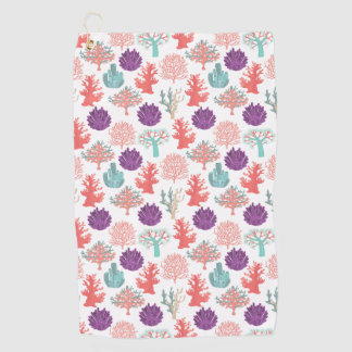 Various corals deep sea plants pattern golf towel