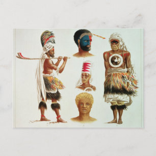 Various Dancing Costumes Worn at Nakello, Fiji Postcard