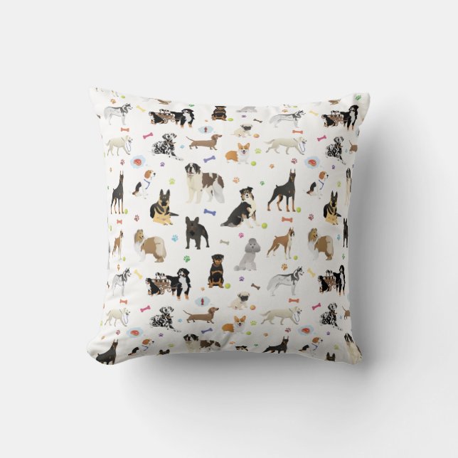 Various Dogs Pattern Cushion (Front)