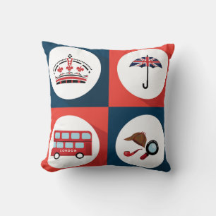 Various England Symbols Cushion