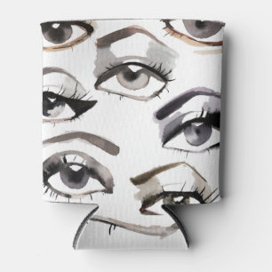 Various eyes, lashes, makeup design. can cooler