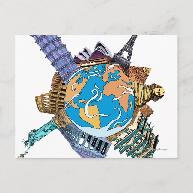 Various famous places of the world postcard (Front)
