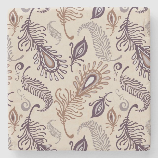 Various Feather Pattern Stone Coaster (Front)