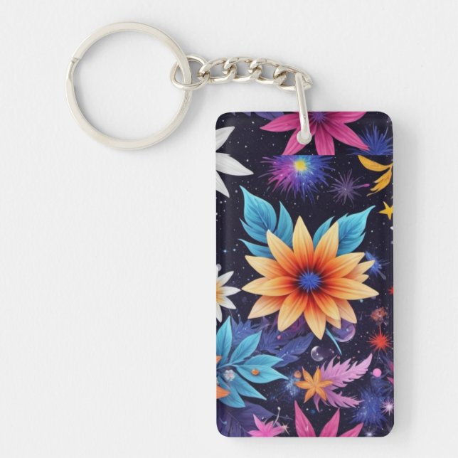 Various Flowersin Shades Pattern-24192 Key Ring (Front)