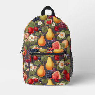 Various Fruits, Lush Leaves and Wonderful Flowers Printed Backpack