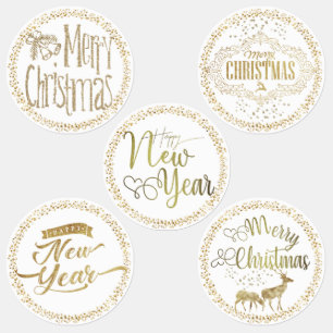 Various Golden Christmas Labels