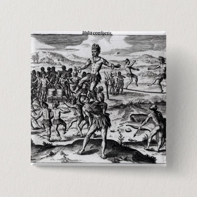 Various Indian Games, from 'Americae' 15 Cm Square Badge (Front)