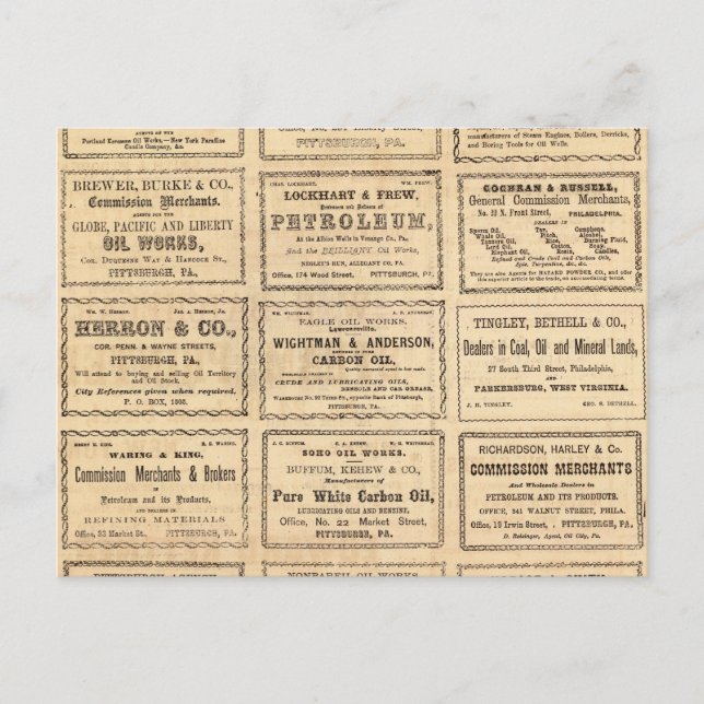 Various oil advertisements postcard (Front)