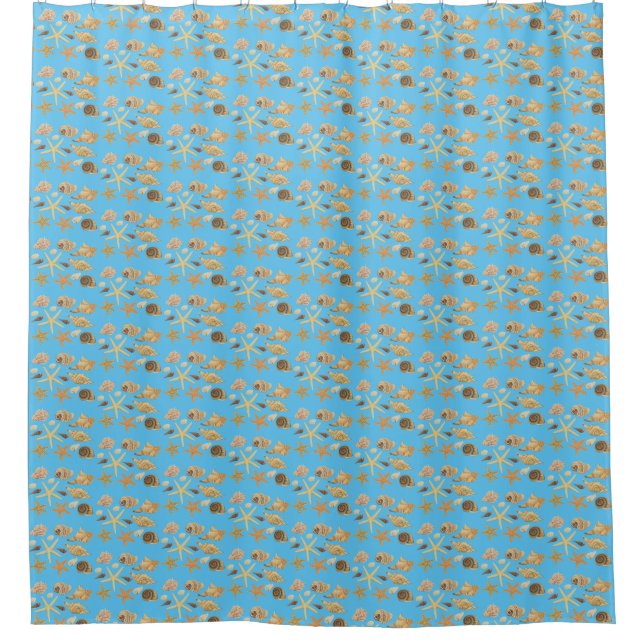 Various seashells pattern shower curtain (Front)