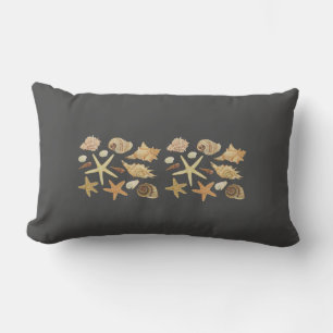 Various seashells starfish lumbar cushion