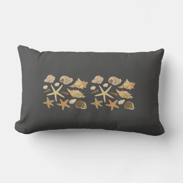 Various seashells starfish lumbar cushion (Front)