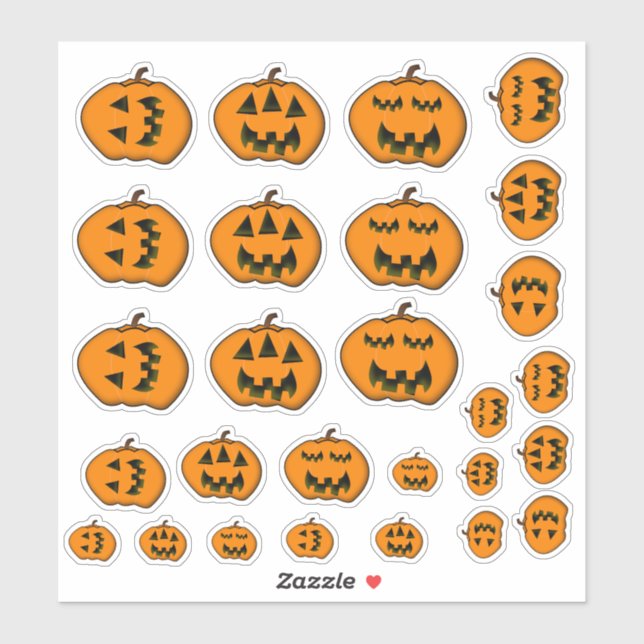 Various Silly Face Halloween Jack-o'-Lanterns (Sheet)