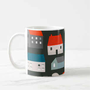 Various small tiny houses. Paper cut style. Flat d Coffee Mug
