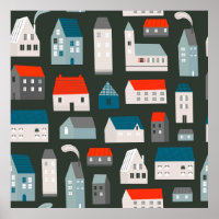 Various small tiny houses. Paper cut style. Flat d