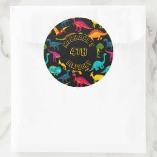 Various Species of Colourful Dinosaurs  Classic Round Sticker