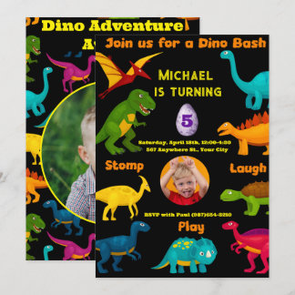 Various Species of Colourful Dinosaurs  Invitation