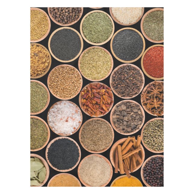 Various spices and food ingredients tablecloth (Front)