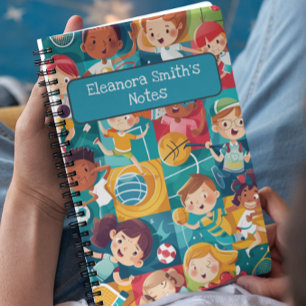 Various Sports Cute Characters Back to School Notebook