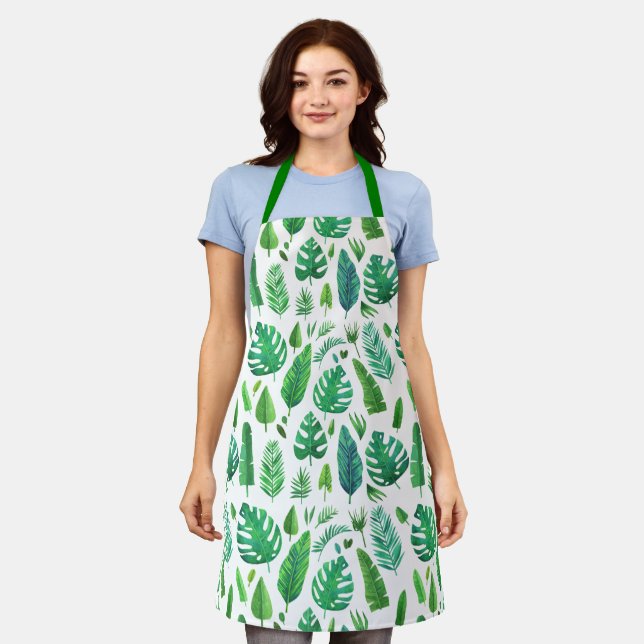 Various tropical leaves pattern apron (Worn)