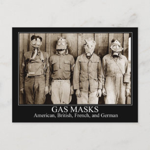 Various types of Gas Masks Postcard