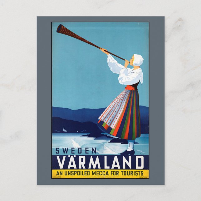 Varmland, Sweden Vintage Travel Poster Postcard (Front)